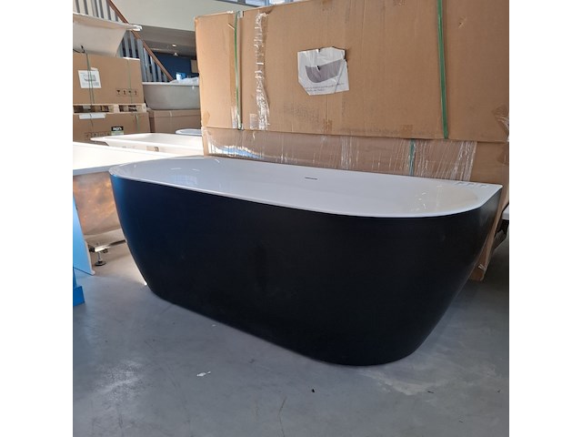 Half-vrijstaand ligbad (2 x ronde hoek) sanilux, moon, moon/black - afbeelding 3 van  9