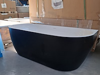 Half-vrijstaand ligbad (2 x ronde hoek) sanilux, moon, moon/black - afbeelding 3 van  9