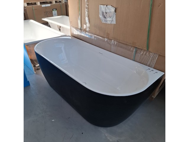 Half-vrijstaand ligbad (2 x ronde hoek) sanilux, moon, moon/black - afbeelding 4 van  9