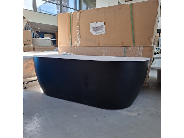 Half-vrijstaand ligbad (2 x ronde hoek) sanilux, moon, moon/black - afbeelding 2 van  10