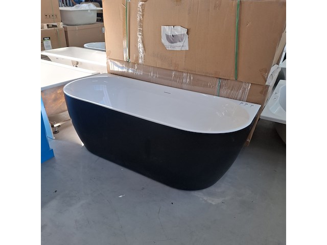 Half-vrijstaand ligbad (2 x ronde hoek) sanilux, moon, moon/black - afbeelding 4 van  10