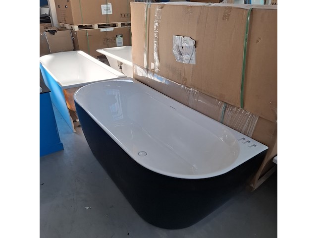 Half-vrijstaand ligbad (2 x ronde hoek) sanilux, moon, moon/black - afbeelding 6 van  10