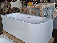 Halfvrijstaand ligbad, fibrex, glans wit - afbeelding 1 van  6