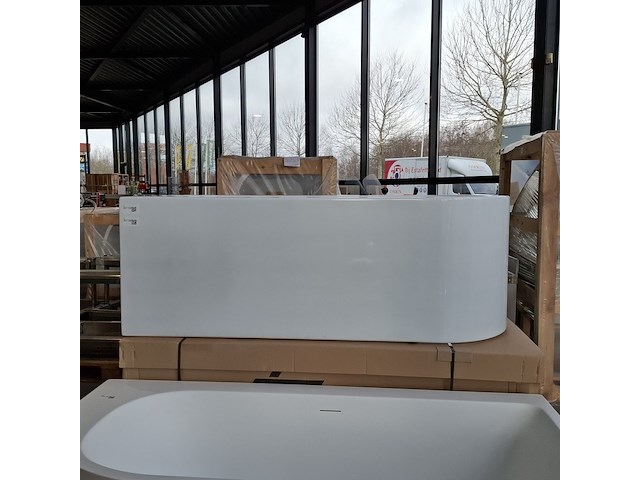 Halfvrijstaand ligbad, fibrex, glans wit - afbeelding 2 van  6
