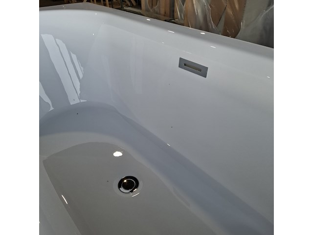 Halfvrijstaand ligbad, fibrex, glans wit - afbeelding 6 van  6