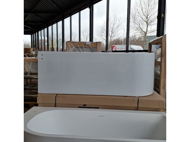 Halfvrijstaand ligbad , glans wit - afbeelding 2 van  6