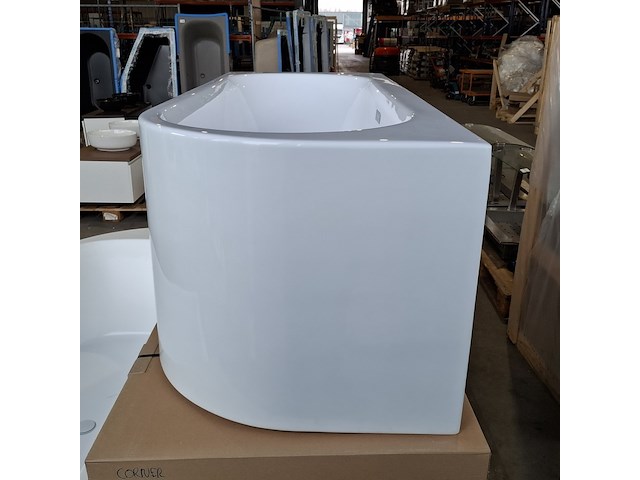 Halfvrijstaand ligbad , glans wit - afbeelding 4 van  6