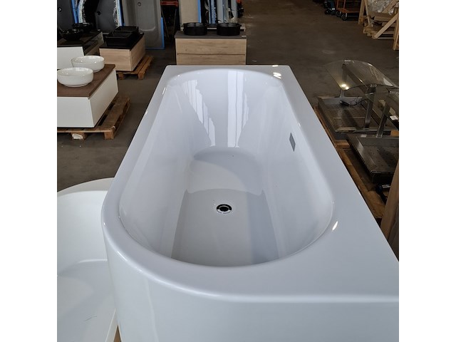 Halfvrijstaand ligbad , glans wit - afbeelding 5 van  6