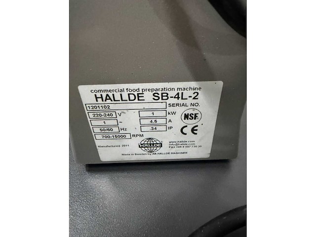 Hallde sb-4l-2 keukenmachine - afbeelding 4 van  5