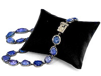 Halscollier met schakels van natuurlijke diamanten en tanzanieten - afbeelding 5 van  8