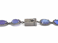 Halscollier met schakels van natuurlijke diamanten en tanzanieten - afbeelding 8 van  8