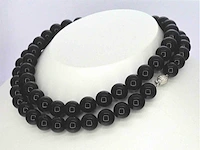Halsketting onix witgouden sluiting diamant - afbeelding 6 van  9