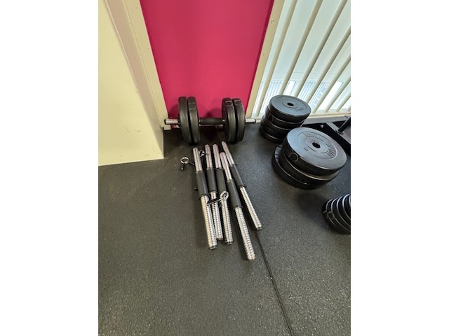 Halterrek met gewichten en toebehoren, grijs - afbeelding 2 van  9