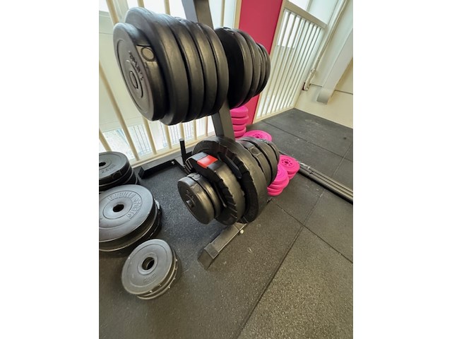 Halterrek met gewichten en toebehoren, grijs - afbeelding 4 van  9