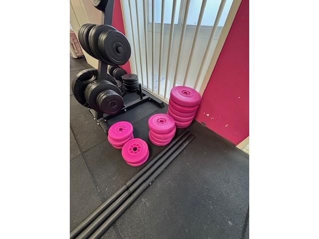 Halterrek met gewichten en toebehoren, grijs - afbeelding 6 van  9