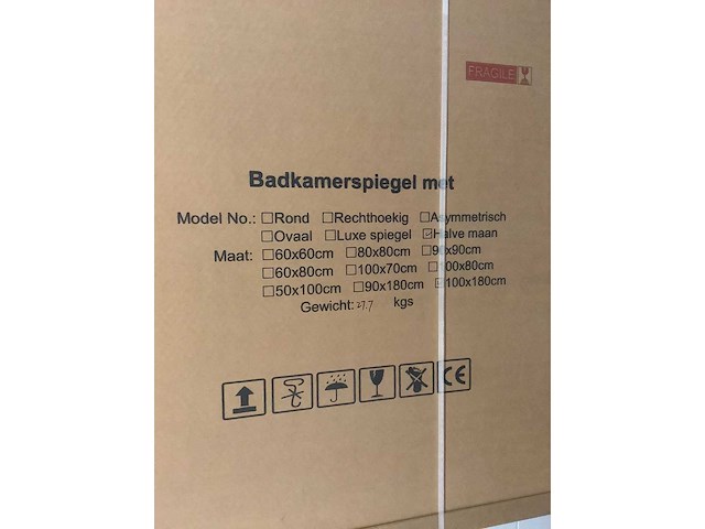 Halve maan - badkamerspiegel halve maan 100x180 cm - afbeelding 3 van  4