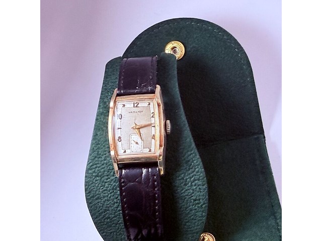 Hamilton 10kt goldfilled heren tank horloge - afbeelding 3 van  9