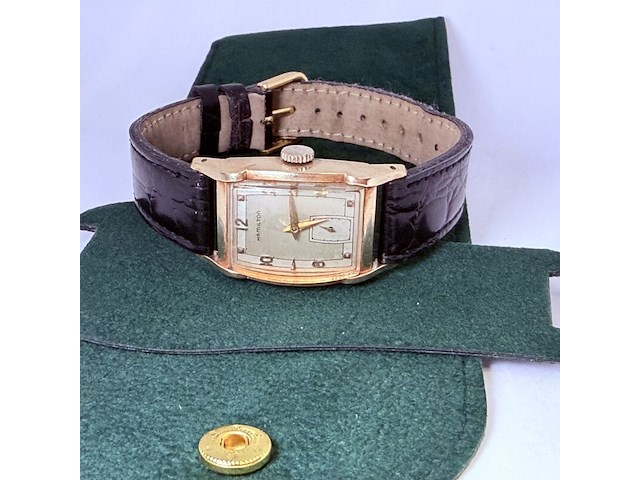 Hamilton 10kt goldfilled heren tank horloge - afbeelding 5 van  9