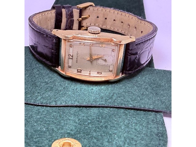 Hamilton 10kt goldfilled heren tank horloge - afbeelding 6 van  9