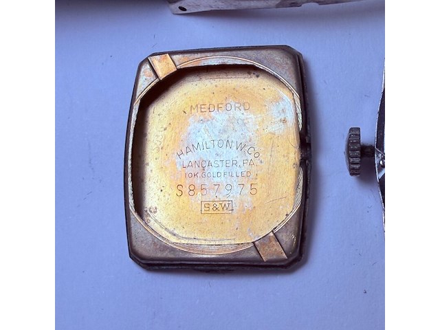 Hamilton 10kt goldfilled heren tank horloge - afbeelding 7 van  9