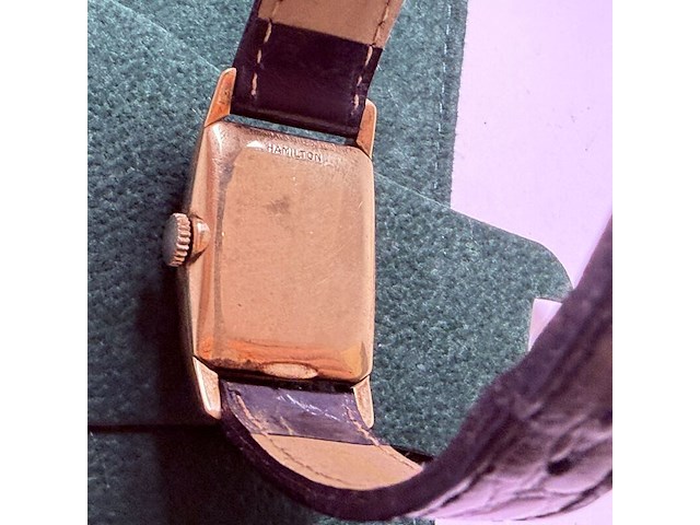 Hamilton 10kt goldfilled heren tank horloge - afbeelding 9 van  9