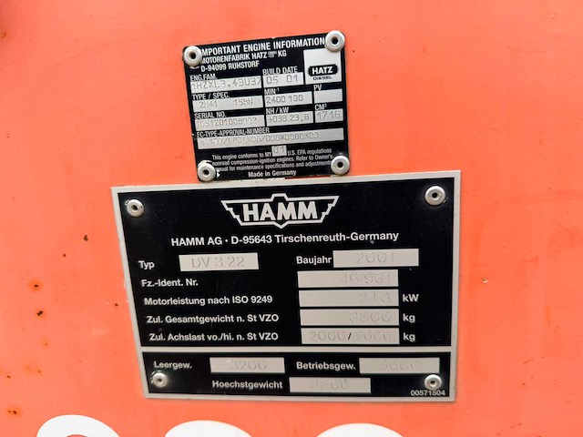 Hamm dv3.22 asfalt walssmachine voor de wegenbouw - afbeelding 2 van  10