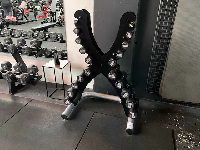 Hammer strenght dumbbell rack met dumbbells - afbeelding 1 van  5