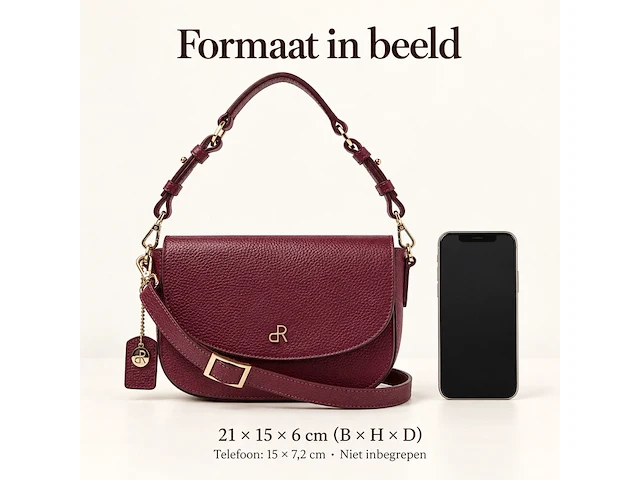 Hand- en schoudertas dr amsterdam, cabernet - afbeelding 6 van  6