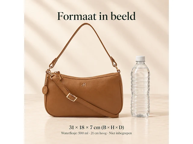 Hand- en schoudertas dr amsterdam, camel - afbeelding 6 van  6