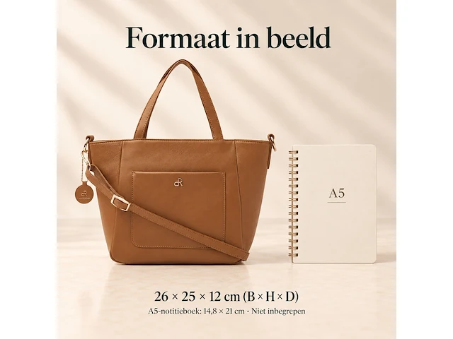 Hand- en schoudertas dr amsterdam, camel - afbeelding 6 van  6