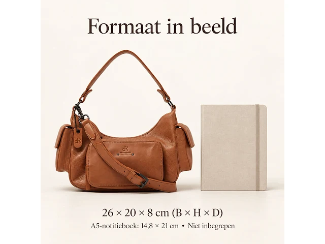 Hand- en schoudertas dr amsterdam, camel - afbeelding 6 van  6