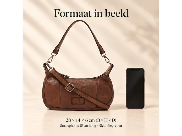 Hand- en schoudertas dr amsterdam, chestnut - afbeelding 6 van  6