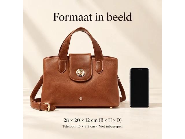 Hand- en schoudertas dr amsterdam, cognac - afbeelding 8 van  8