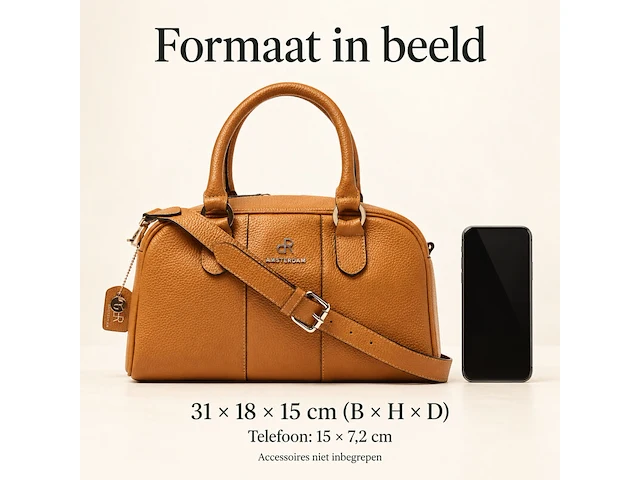 Hand- en schoudertas dr amsterdam, golden oak - afbeelding 6 van  6