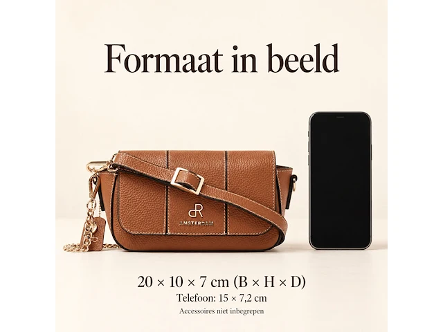 Hand- en schoudertas dr amsterdam, mocha - afbeelding 6 van  6