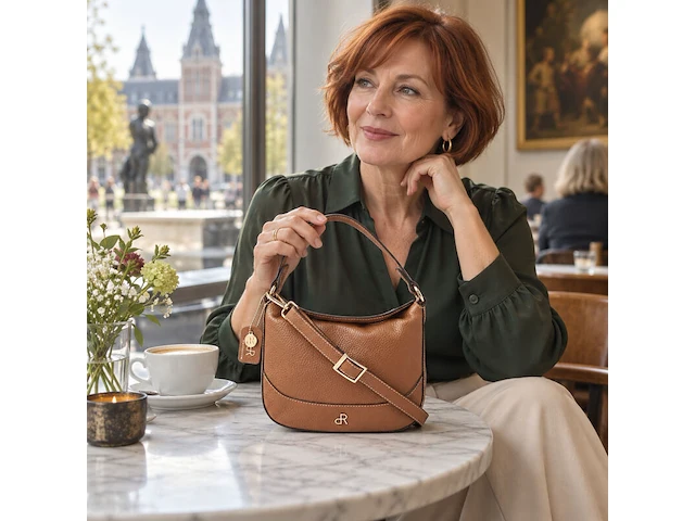 Hand- en schoudertas dr amsterdam, mocha - afbeelding 5 van  6