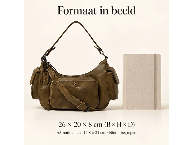 Hand- en schoudertas dr amsterdam, olive - afbeelding 6 van  6