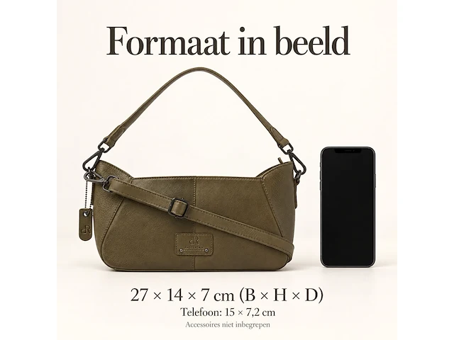 Hand- en schoudertas dr amsterdam, olive - afbeelding 6 van  6