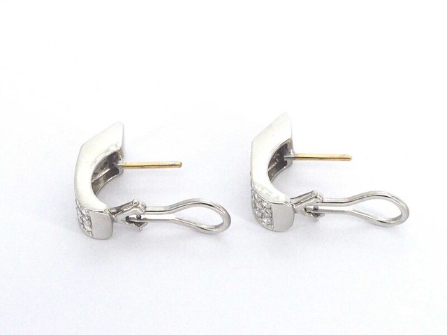 Hand gemaakte oorsieraden van 18 caratsgoud vol gezet diamanten - afbeelding 5 van  9