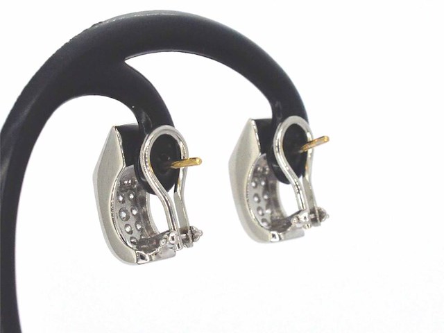 Hand gemaakte oorsieraden van 18 caratsgoud vol gezet diamanten - afbeelding 7 van  9