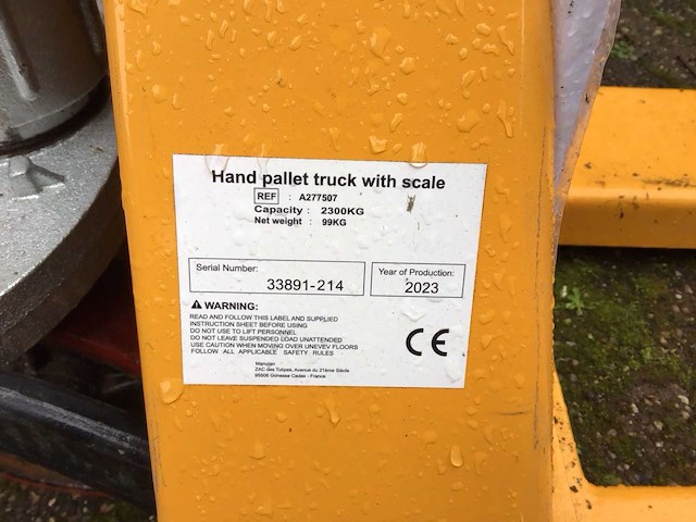 Hand hydraulische palletwagen met weeg unit - afbeelding 7 van  7
