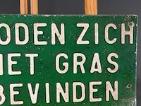 Handbeschilderd ijzeren schild "verboden zich op het gras te bevinden" - afbeelding 4 van  7