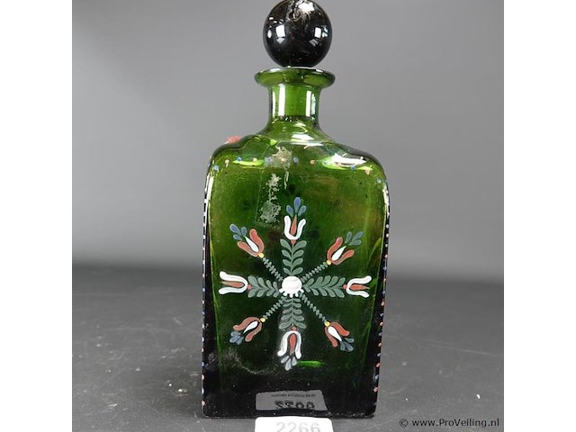 Handbeschilderde oude fles - afbeelding 1 van  5