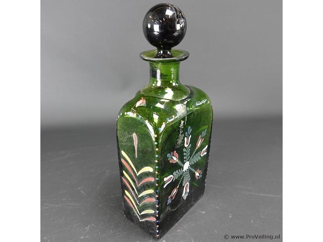 Handbeschilderde oude fles - afbeelding 2 van  5