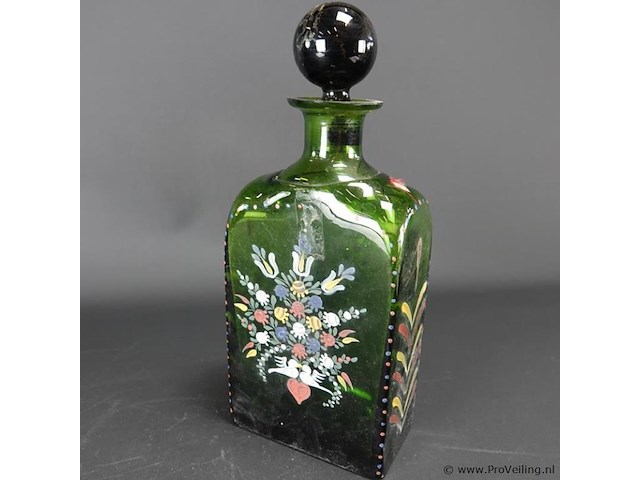 Handbeschilderde oude fles - afbeelding 3 van  5