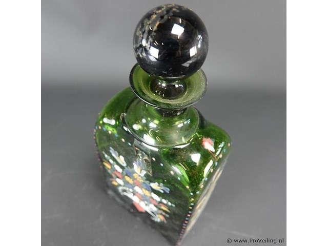 Handbeschilderde oude fles - afbeelding 4 van  5