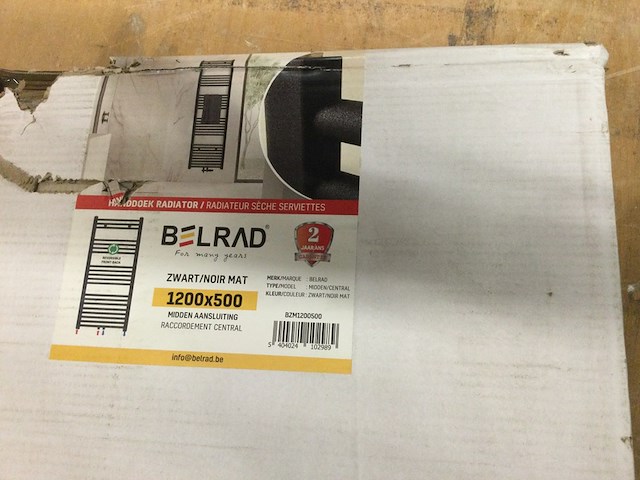Handdoekradiator 120x50 cm belrad, bzm1200500, zwart - afbeelding 3 van  4