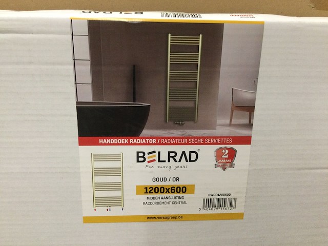 Handdoekradiator 120x60 cm, belrad, bwg01200600, goud - afbeelding 3 van  3