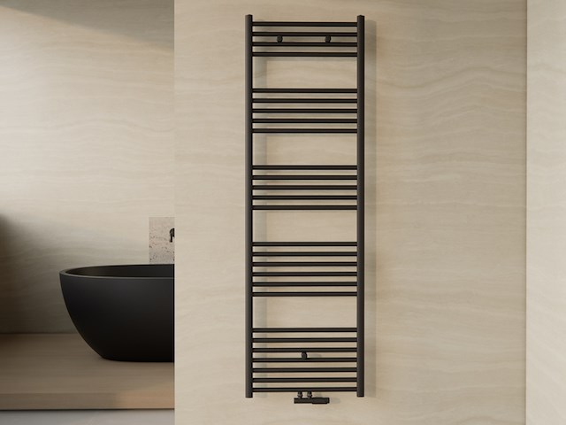 Handdoekradiator 160x50 cm, belrad, bzm1600500, zwart - afbeelding 1 van  2