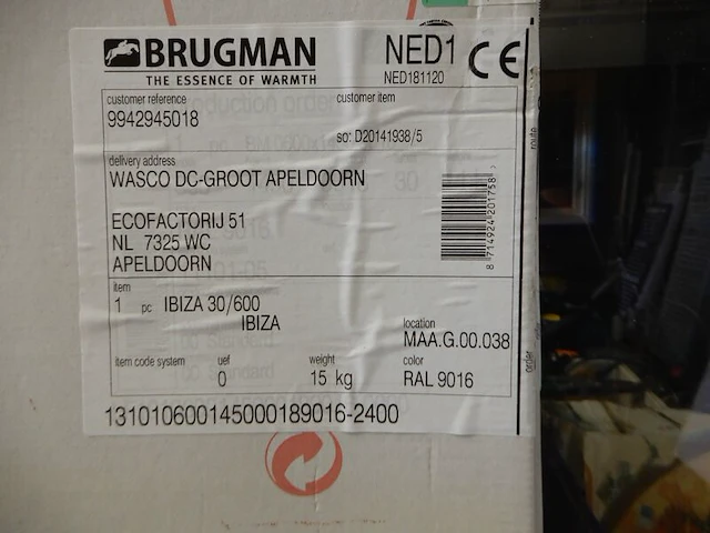 Handdoekradiator, brugman, ibiza, wit, 1450x600 - afbeelding 3 van  3